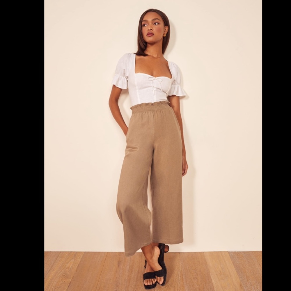 Reformation Linen Calabria Cropped Pants